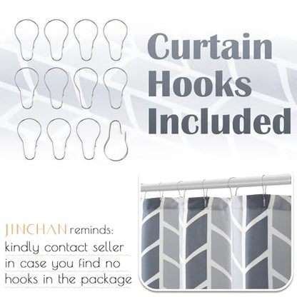 jinchan Grey and White Geometric Shower Curtain Chevron Arrow Farmhouse Shower Curtains for Bathroom Modern Waterproof Fabric with 12 Hooks 70x72 Inches - color: Arrow Grey, size: 70"W x 72"L (Pack of 1)