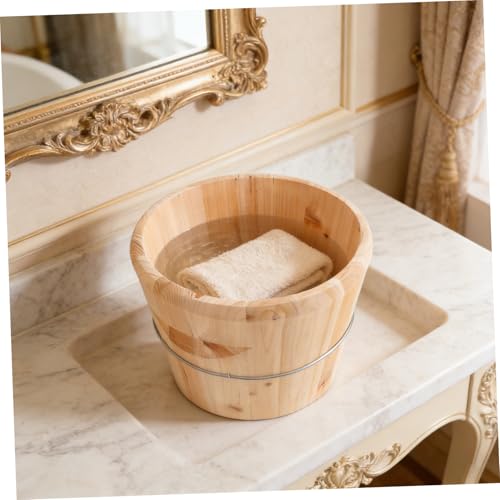 Wooden Towel Warmer Bucket with Lid 25x25x25cm Large Capacity Heated Towel Steamer Barrel for Bathroom Sauna Spa Home Use