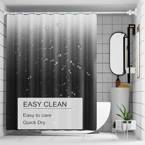 TIKABC Shower Curtain Liner, 4G PEVA Shower Liner, Plastic Waterproof Shower Curtains, with Grommet Holes and 3 Magnetic Weights(Gradient Grey) - color: Gradient Grey