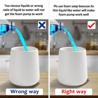 Soap Foaming Dispenser Ceramic with Easy-to-Press Pump Hand Foam Dispenser for Shampoo Bathroom Kitchen 12 oz 2pcs - color: Foam-goldwhite