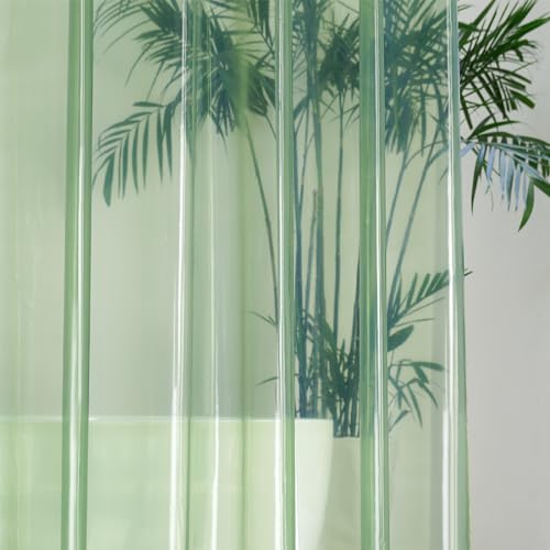 UFRIDAY Sage Green Clear Shower Curtain Liner, 72 x 78 inches, Long Plastic Bathroom Shower Curtain with Rustproof Metal Grommets and 5 Weighted Magnets - color: Green Clear, size: 72"W x 78"L (Pack of 1)