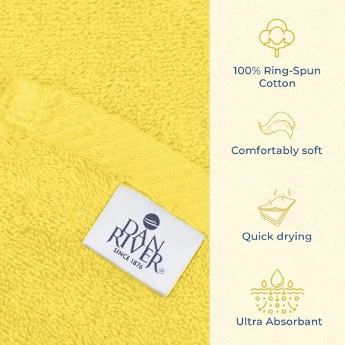 DAN RIVER Pack of 1 Oversized Bath Sheet, 40 x 80 Inches, Yellow | 100% Cotton Jumbo Bath Towel with Extra Large Coverage, Lightweight Feel, Super Soft & Quick Dry - color: Yellow, size: 40x80" Oversized Bath Sheet