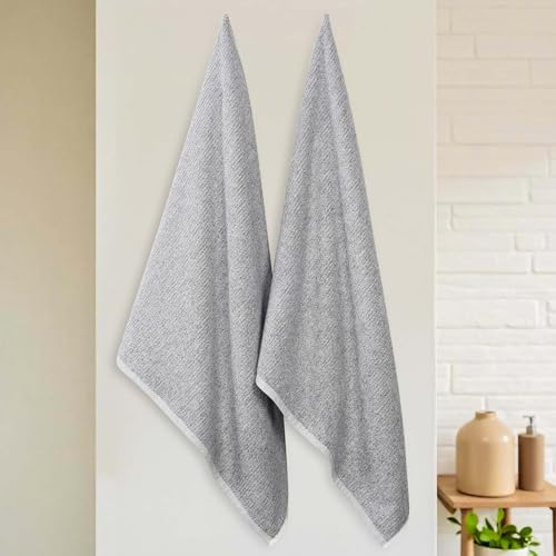 Superior Destin Viscose Cotton Blend Medium Weight Bath Sheets, for Bathroom, Shower, Spa, Plush, Quick Dry, Ultra-Soft Towels, Essentials, Ribbed Design, Oversized Towels, Set of 2, Charcoal - color: Charcoal, size: Bath Sheet - 2PC