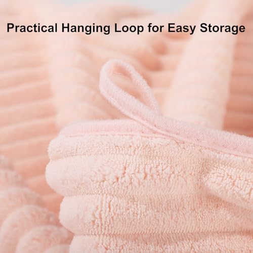 Bath Towels 2-Pack, 27.5x55 Inches - Ultra Soft and Highly Absorbent Quick Dry Microfiber Towels with Hanging Loop, Beauty Twill Stripe Design for Bath, Beach, Gym - color: 2pink