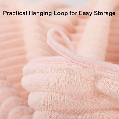 Bath Towels 2-Pack, 27.5x55 Inches - Ultra Soft and Highly Absorbent Quick Dry Microfiber Towels with Hanging Loop, Beauty Twill Stripe Design for Bath, Beach, Gym - color: 2pink