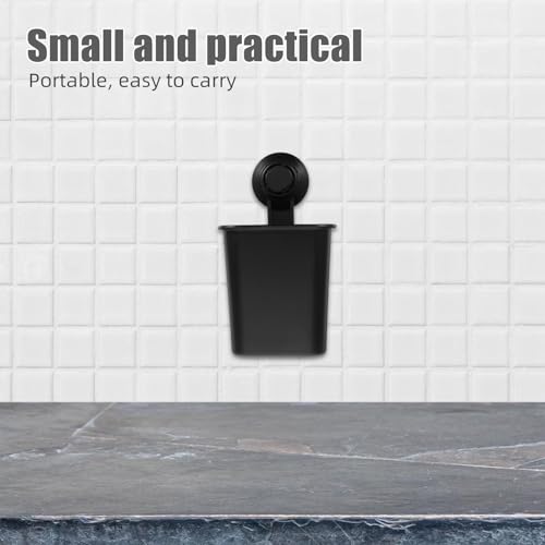 Suction Cup Toothbrush Holder Punch-Free Wall Mounted Bathroom Organizer 3.93X3.14X4.33 Inch Compact Toothbrush Rack for Shower and Home - color: Black