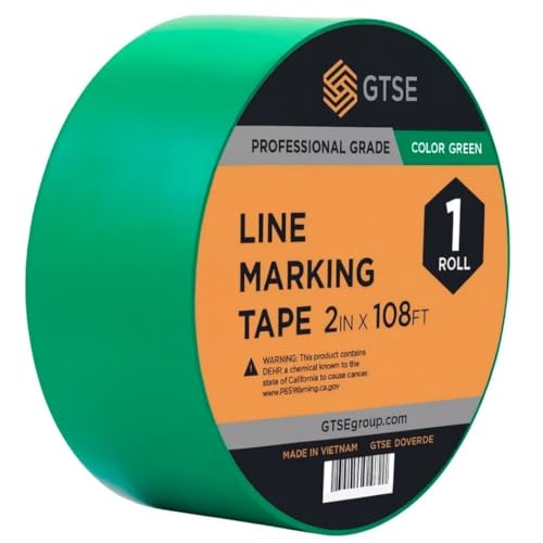GTSE 2 inch x 108 ft Green PVC Vinyl Floor Tape, Safety Marking Tape, 6 mil Thick, Suitable for Dance Floors, Gyms, Warehouses, Sports Facilities - color: Green, size: 2" x 108 ft