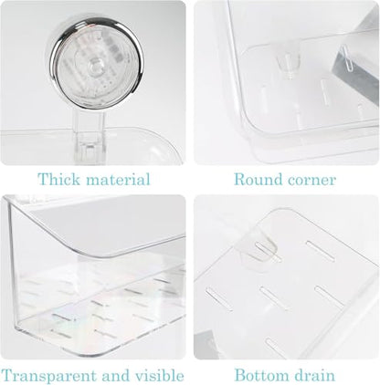 2 Pack Bath Toy Storage Organizer,Kids Bathtub Toy Holder with Drain Holes,clear Powerful Suction Shower Caddy for Bathtub,No Drilling Shower Caddy Suction Cup for Bathroom,Kitchen