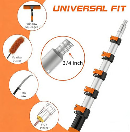 18FT Window Cleaning Kit, 2-in-1 Squeegee with 3-12FT Telescoping Pole & Flip-Lock & Screw Dual Locking, Professional Long Handle Washing Tool for High Windows - size: 3-12FT