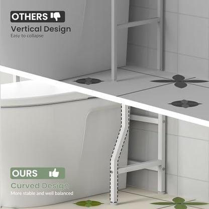 Over Toilet Storage 3-Tier Bathroom Shelf Organizer Multifunctional Above Toilet Storage Rack Freestanding Space Saver Behind the Toilet Shelf White Toilet Stand with Hooks and Toilet Paper Holder - color: White