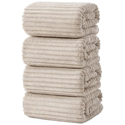 4 Piece Bath Towels, 30"x60" Microfiber Towels Set, Beige | Large Bathroom Towels, Soft Touch, Highly Absorbent, Quick Dry, Lint Free, Long-Lasting, Family Use, Guest Bath & Daily Use - color: Beige, size: 30x60 Bath Towels of 4