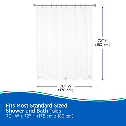 Kenney KN61455 Heavyweight 8 Gauge Waterproof PEVA Shower Curtain Liner with Rust-Resistant Metal Grommets and Weighted Magnetic Hem for Bathroom, 70" W x 72" H, Clear - color: Clear, size: 70.9"W x 72.1"L (Pack of 1)