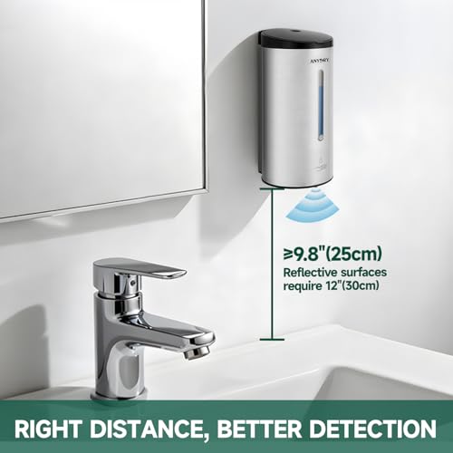 anydry Touchless Automatic Liquid Soap Dispense Wall Mount 25oz Large Capacity Stainless Steel for Commercial (Brushed) - color: Brushed Stainless Steel