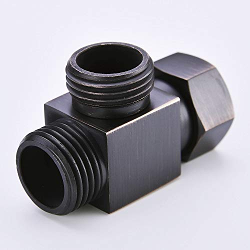 1/2" Brass Bronze 3 Way Diverter, Hose Fitting Tee, T Shape Adapter Connector for Angle Valve Hose, Bath Shower Arm, Toilet Bidet Sprayer Faucet, Oil Rubbed Bronze Finished - color: Bronze