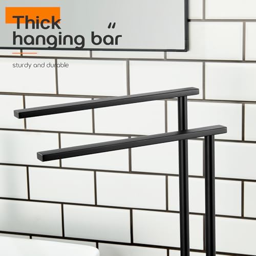Towel Racks Matte Black Free Standing 2-Tier Hand Towel Holder for Bathroom Vanity Countertop with Thicken Steady Marble Base, Stainless Steel AN7003MB - color: Matte Black, size: 2-Bar