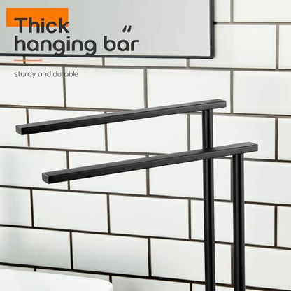 Towel Racks Matte Black Free Standing 2-Tier Hand Towel Holder for Bathroom Vanity Countertop with Thicken Steady Marble Base, Stainless Steel AN7003MB - color: Matte Black, size: 2-Bar
