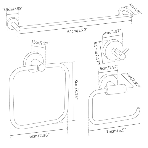 Bathroom Accessories Set 4 Piece Bathroom Hardware Set Stainless Steel 304 Brushed Nickel Bathroom Accessories Set Wall Mounted
