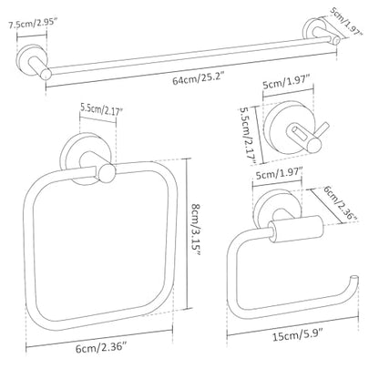 Bathroom Accessories Set 4 Piece Bathroom Hardware Set Stainless Steel 304 Brushed Nickel Bathroom Accessories Set Wall Mounted