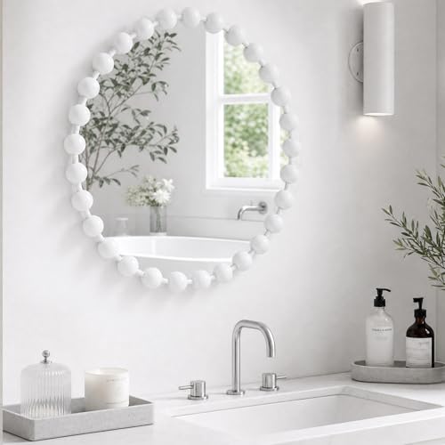 Madison Park 36 inch White Round Mirror, Round Mirrors for Wall Decor, Metal Frame Circle Mirrors for Bathroom, Living Room, Circle Wall Metal Art Mirror - color: White, size: 36"L x 36"W