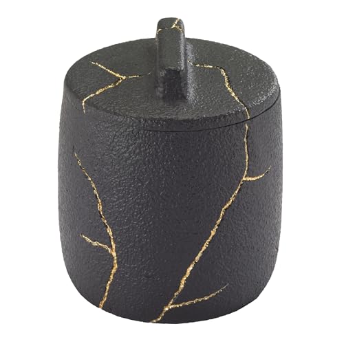 Nicole Miller - Covered Jar, Resin Countertop Accessories, Dorm Room Essentials (Sydney Collection, Black/Gold) - size: 179.2 Ounces