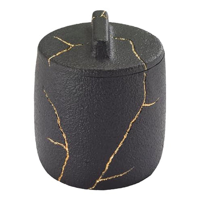 Nicole Miller - Covered Jar, Resin Countertop Accessories, Dorm Room Essentials (Sydney Collection, Black/Gold) - size: 179.2 Ounces