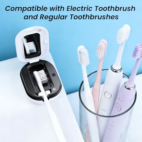 FamilyKit Rechargerable Toothbrush Holder Toothbrush Covers Case for Travel | Portable Magnetic Toothbrush Case with Holder Fits All All Electric Toothbrush Heads/Manual Toothbrushes for Home, White