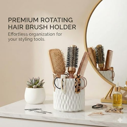 Makeup Brush Holder with Lid, 360° Rotating Dustproof Cover | Dustproof clear cover keeps brushes clean — 5 slots, spinning countertop caddy for vanity, bathroom & dorm - style: Simple