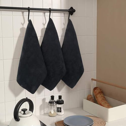 Microfiber Cleaning Cloth Kitchen Dish Cloths 12x12in 12 Pack Black | Absorbent, No Streak, Dish Rags, Glass Cleaning Cloths - color: Black