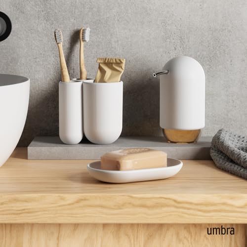 Umbra Touch Soap Dish, Plastic Soap Holder with Drainage, White - color: White