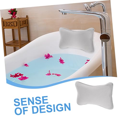 Pillow Bathtub Sturdy Material Strong Grip Suction Cups Grey Bath Pillow