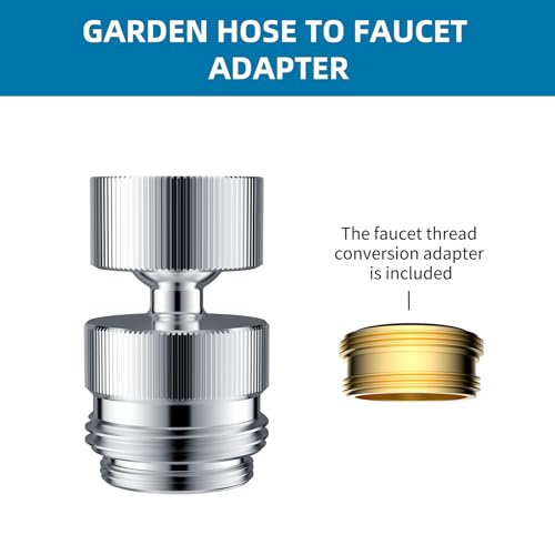 Hibbent Sink Faucet to Garden Hose Adapter, 360-Degree Swivel 55/64 Inch Female Thread, Sink Hose Attachment for Faucet Adapter Connector, Chrome - color: Chrome, style: Female Adapter