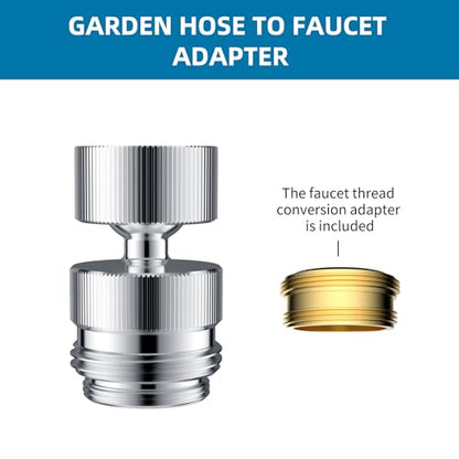 Hibbent Sink Faucet to Garden Hose Adapter, 360-Degree Swivel 55/64 Inch Female Thread, Sink Hose Attachment for Faucet Adapter Connector, Chrome - color: Chrome, style: Female Adapter