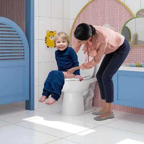Elongated Toilet Seat 19 Inch with Soft Close Lid, Quick Release for Easy Cleaning, Closed Front Oval Design, Grip-Tight Bumpers, Quick Attach Hardware Included, Fits Most Elongated Toilets, White
