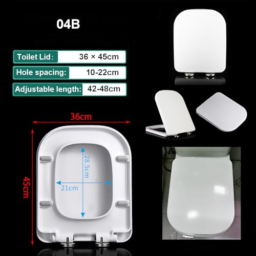 Toilet Seat - Soft Close Quick Release for Easy Cleaning, Top Fix Installation with Adjustable Hinges - Ideal for Bathroom Upgrade - size: 04b