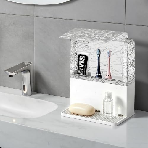 PARKMANI Toothbrush Holders for Bathroom Counter Organizers, Kids Electric Toothbrush and Toothpaste Holder with Cover, Toothbrush Organizer for Vanity Makeup Brushes Holder