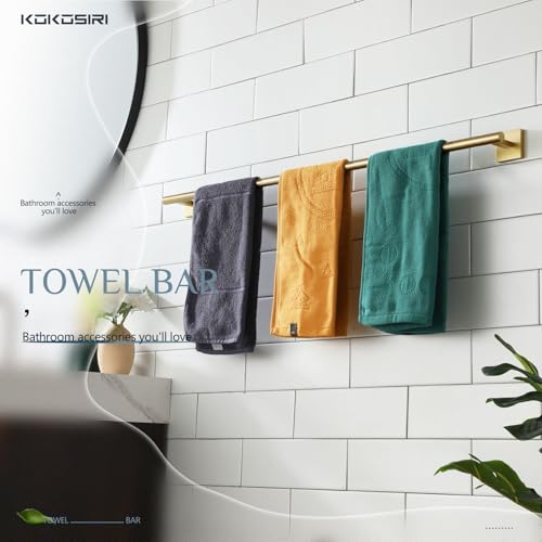 KOKOSIRI Bathroom Towel Bar 36'' Towel Holder for Bath Kitchen Wall Mount Towel Rails 36 Inch Brushed Gold Stainless Steel B4005BG-L36 - color: Brushed Gold, size: 36-Inch