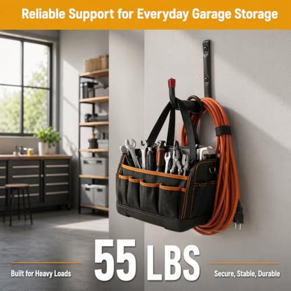 6 Pack Garage Hooks Heavy Duty, Utility Steel Hooks with EVA Foam Padding, 4.64inch Wall Mount J Organizer Hanger for Hanging Bikes Kayak Garden Tool Hose Bike Shelf