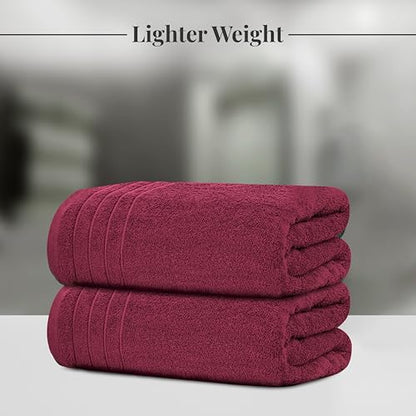 2 Piece Extra Large Bath Sheets 35 x 70 Inches, Burgundy | 100% Cotton, Larger & Lighter Weight, Quicker to Dry, Super Soft & Absorbent, Oversized Bath Towels - color: Burgundy
