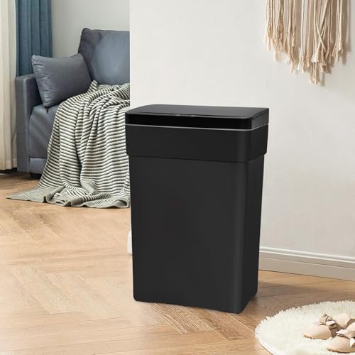 BestOffice 13 Gallon Kitchen Trash Can, Touchless Automatic Lid, Black | Plastic, Hands-free disposal, Odor Control, ,Wipe-clean surface,50Liter for Kitchen, Office, Indoor Use - color: New Black