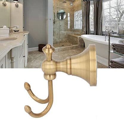 YWBL-WH Wall Towel Hook, Antique Double Clothes Hook 2 Prongs Robe Hook Brass Stainless Steel Wall Mount Vintage Towel Hooks Hangers, Kids Tissue Holders