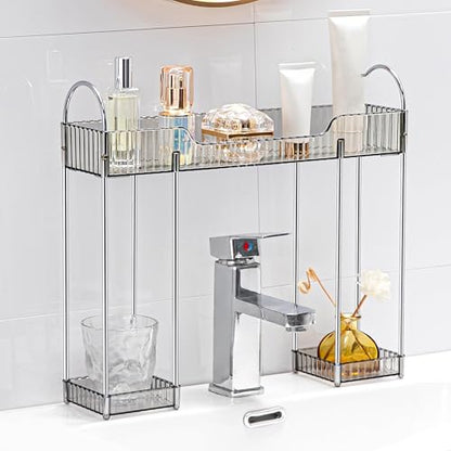 YCIA&DONE Bathroom Countertop Organizer Over The Faucet, Narrow Counter Organizers Above Sink, Table Mounted Faucet Over Sink Shelf for Kitchen, Toilet, Laundry(Smoky Gray) - color: Smoky Gray