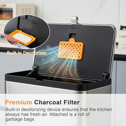 SIDIANBAN Mini Hanging Trash Can with Lid for Kitchen Cabinet Door | 0.8 Gal / 3L Stainless Steel Garbage Can, Compost Bin for Countertop, Under Sink, Bathroom, RV, Office