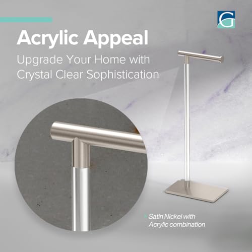 Gatco 1331SN Toilet Paper Holder Stand, Satin Nickel, Acrylic Post, Weighted Base, Freestanding Bathroom Floor Stand, 22.25 Inch - color: Satin Nickel/Acrylic, 22.25"h