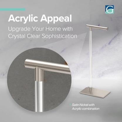 Gatco 1331SN Toilet Paper Holder Stand, Satin Nickel, Acrylic Post, Weighted Base, Freestanding Bathroom Floor Stand, 22.25 Inch - color: Satin Nickel/Acrylic, 22.25"h