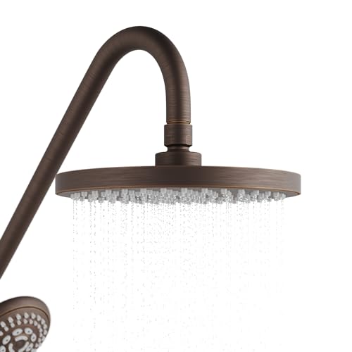 PULSE ShowerSpas Kauai III Oil-Rubbed Bronze Rain Shower Head with Handheld Spray - 1.8 GPM, 8" Showerhead, 5-Function HandShower, Adjustable Slide Bar - Shower Heads with Handheld Spray Combo - color: Oil Rubbed Bronze, size: 1.8 Gallon Per Minute