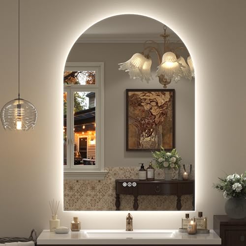 40x28 Inch Arched LED Mirror for Bathroom | Dimmable Backlit Mirror, Arched Lighted Mirror, Shatter-Proof, Anti-Fog, 3 Colors, Memory, ETL Listed - color: Arched, size: 40"L x 28"W