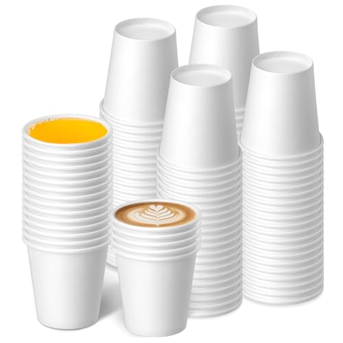 3 oz 100 Pack Disposable Paper Cups, Bathroom Mouthwash Cups | Espresso Disposable Cups, Bathroom Cups, Small Paper Cup for Bathroom, Snack, Espresso, Mouthwash (White) - color: White, size: 100 Count