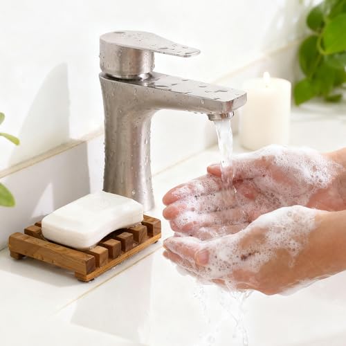 HTB 2 Pack Slotted Bar Soap Holder Teak Wood for Bathroom | Kitchen Wooden Sponge Holder, Self Draining Soap Dish for Shower, Sink, Bathroom, Bathtub, RV,Soap Saver Keep Soap Dry - color: 2pcs
