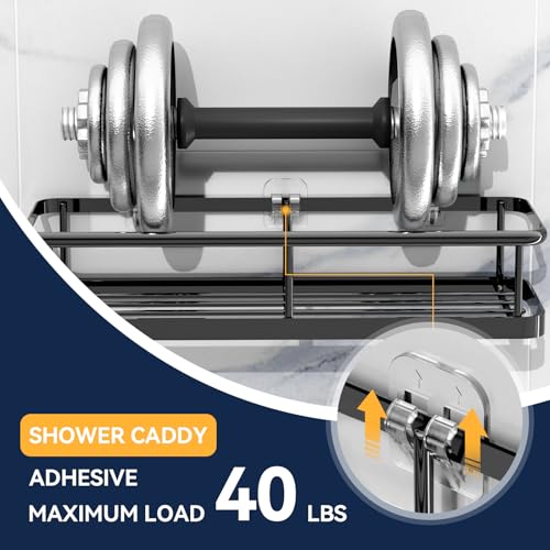 9-Pack Shower Caddy Adhesive Replacement - Transparent Shower Adhesive Strips, No Drilling Hooks for Bath Storage Shelves, Kitchen Racks, Basket & Soap Holder