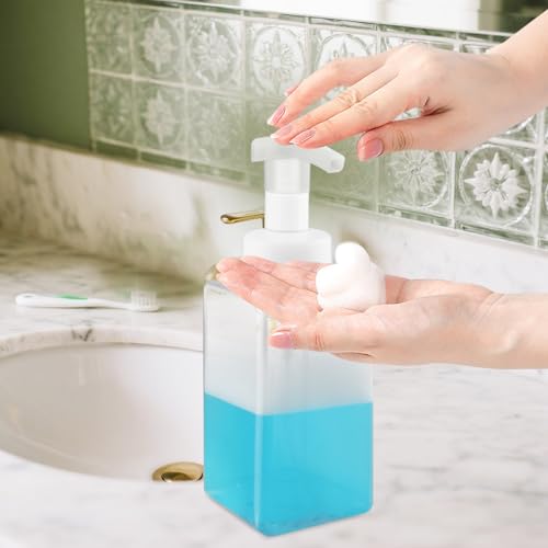 3 Pack Foaming Soap Dispenser Empty Plastic Foam Pump Bottle Refillable Foam Soap Bottle Dispenser for Shampoo Liquid Soap Face Wash (Clear, 450ml/15oz) - color: Clear, size: 450 ml